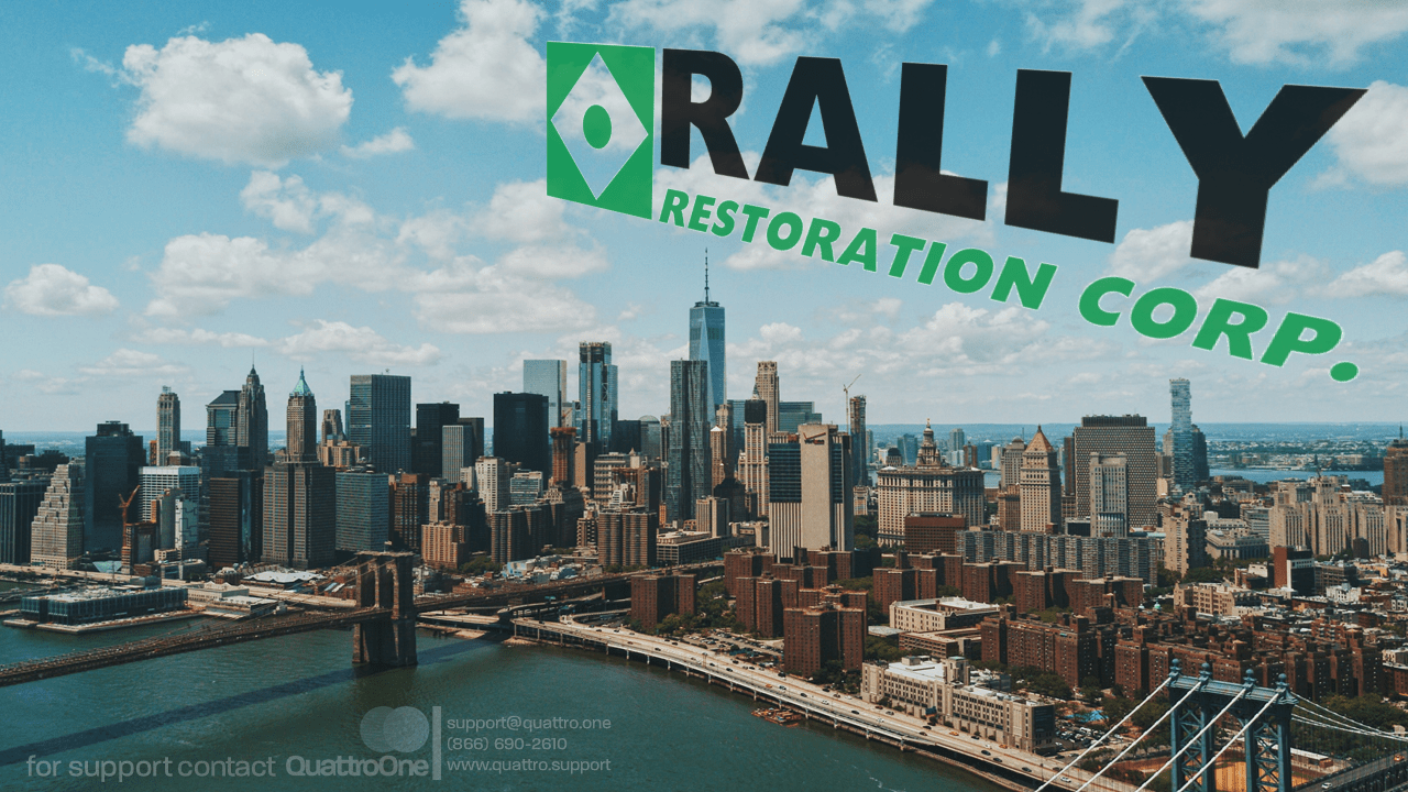 NYC Skyline with Rally Restoration Logo